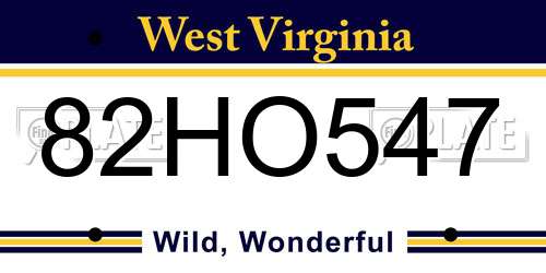 82HO547 West Virginia License Plate