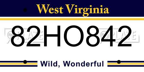 82HO842 West Virginia License Plate