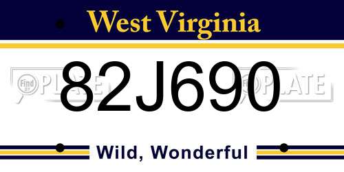 82J690 West Virginia License Plate