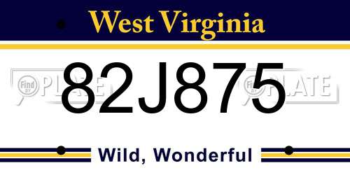 82J875 West Virginia License Plate