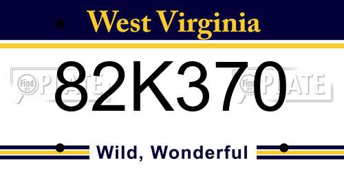 82K370 West Virginia License Plate