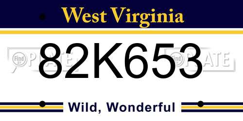 82K653 West Virginia License Plate
