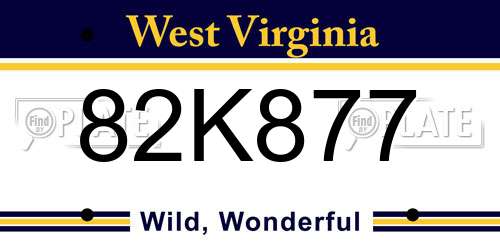 82K877 West Virginia License Plate