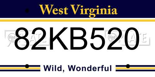 82KB520 West Virginia License Plate