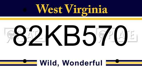 82KB570 West Virginia License Plate