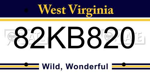 82KB820 West Virginia License Plate