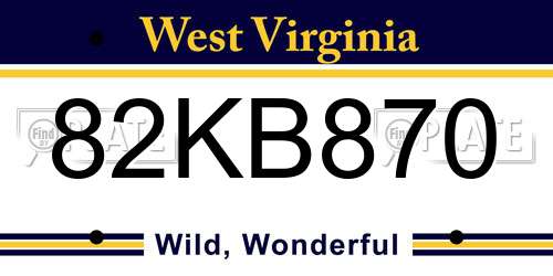 82KB870 West Virginia License Plate