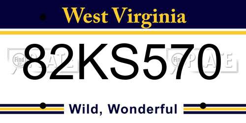 82KS570 West Virginia License Plate