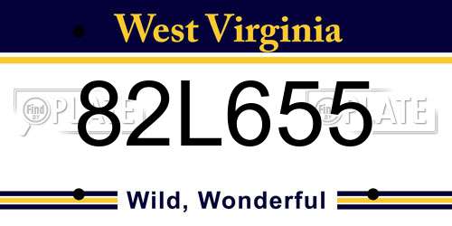 82L655 West Virginia License Plate