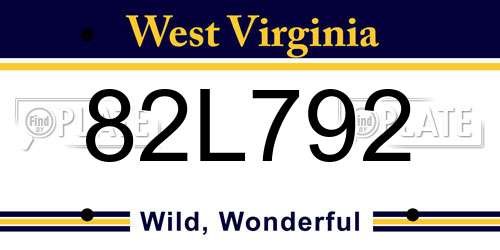 82L792 West Virginia License Plate