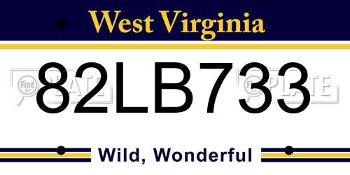 82LB733 West Virginia License Plate