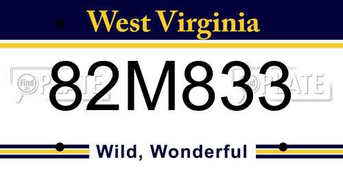 82M833 West Virginia License Plate