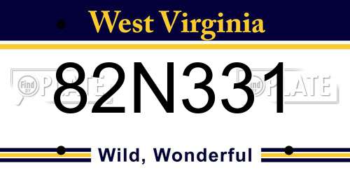 82N331 West Virginia License Plate