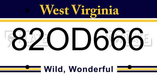 82OD666 West Virginia License Plate