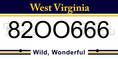 82OO666 West Virginia License Plate