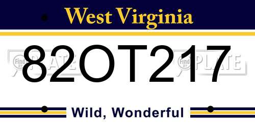 82OT217 West Virginia License Plate