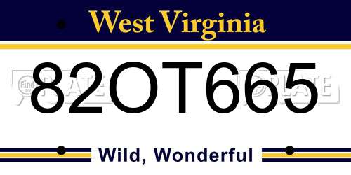 82OT665 West Virginia License Plate