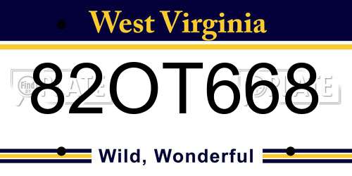 82OT668 West Virginia License Plate