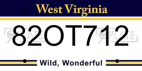 82OT712 West Virginia License Plate