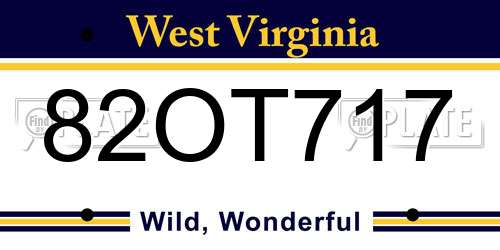 82OT717 West Virginia License Plate