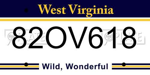 82OV618 West Virginia License Plate