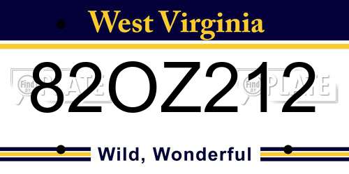 82OZ212 West Virginia License Plate