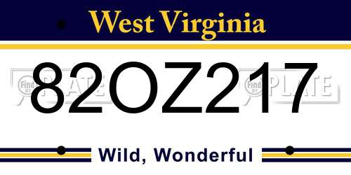 82OZ217 West Virginia License Plate