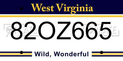 82OZ665 West Virginia License Plate