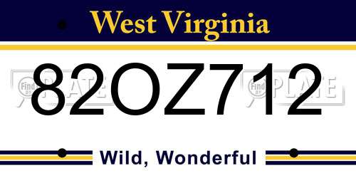 82OZ712 West Virginia License Plate