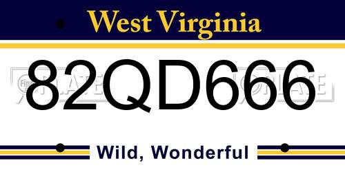 82QD666 West Virginia License Plate