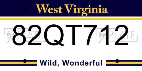 82QT712 West Virginia License Plate