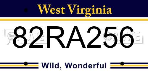 82RA256 West Virginia License Plate