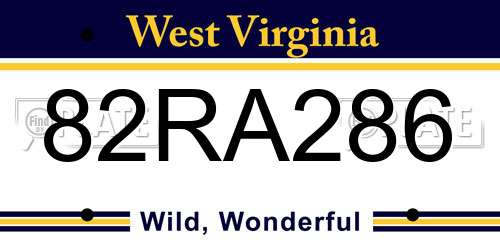 82RA286 West Virginia License Plate