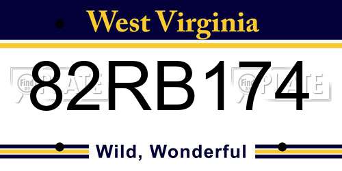 82RB174 West Virginia License Plate