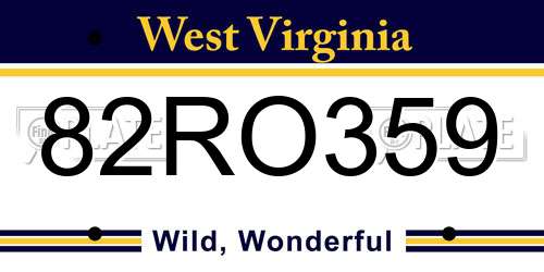 82RO359 West Virginia License Plate