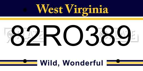 82RO389 West Virginia License Plate