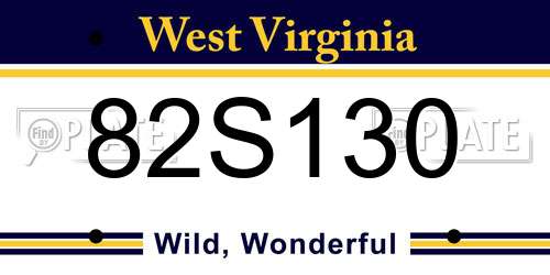 82S130 West Virginia License Plate