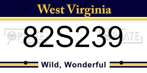 82S239 West Virginia License Plate