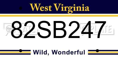82SB247 West Virginia License Plate