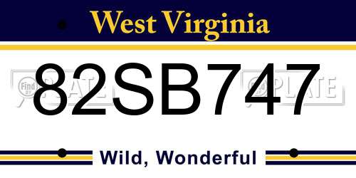 82SB747 West Virginia License Plate