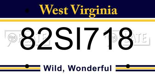 82SI718 West Virginia License Plate