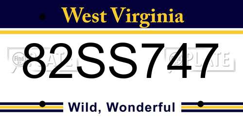 82SS747 West Virginia License Plate
