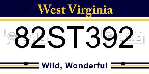 82ST392 West Virginia License Plate