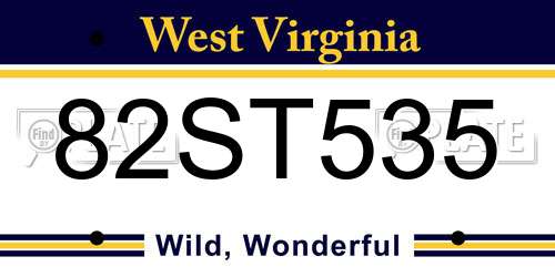 82ST535 West Virginia License Plate