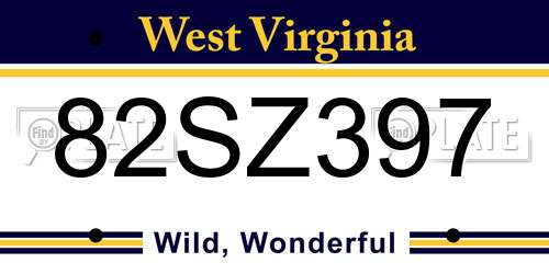 82SZ397 West Virginia License Plate