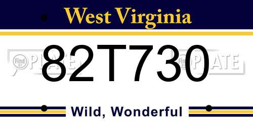 82T730 West Virginia License Plate