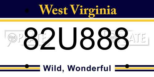 82U888 West Virginia License Plate