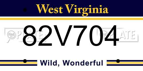 82V704 West Virginia License Plate
