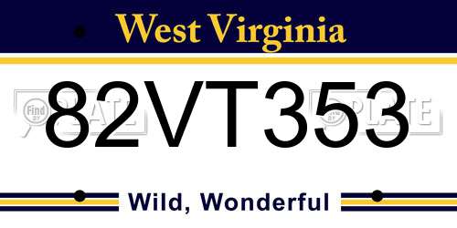 82VT353 West Virginia License Plate