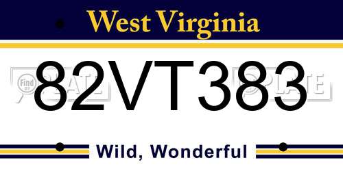 82VT383 West Virginia License Plate